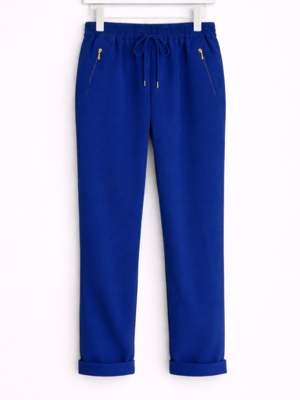 Zara Cobalt Blue Gold Zip Cuffed Jogger Trouser Pants